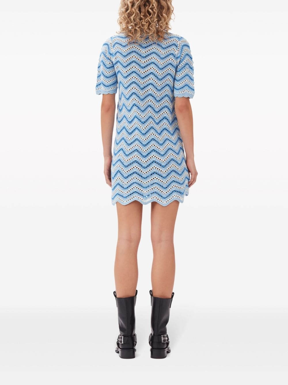 crochet-knit organic cotton minidress - 4