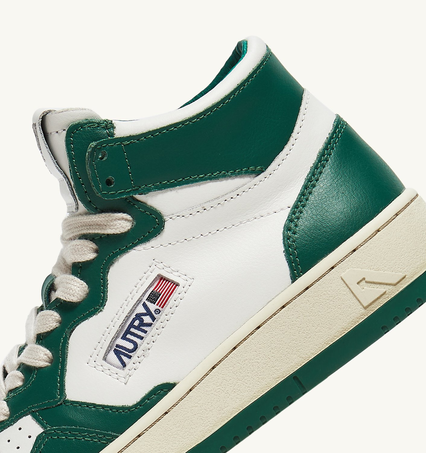 MEDALIST MID BICOLOR SNEAKERS IN WHITE AND GREEN LEATHER - 6