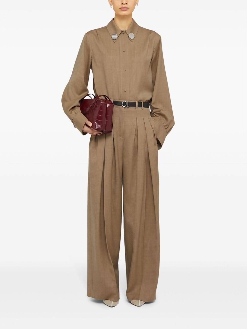 belted wool palazzo pants - 2