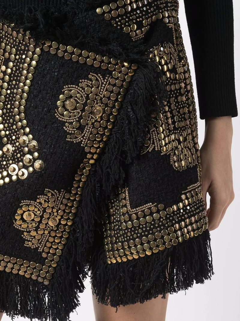 all over studded embroidered tweed skirt 5