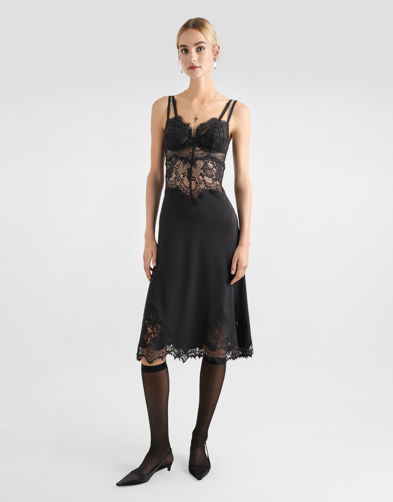Dolce & Gabbana Lace and charmeuse calf-length slip dress outlook