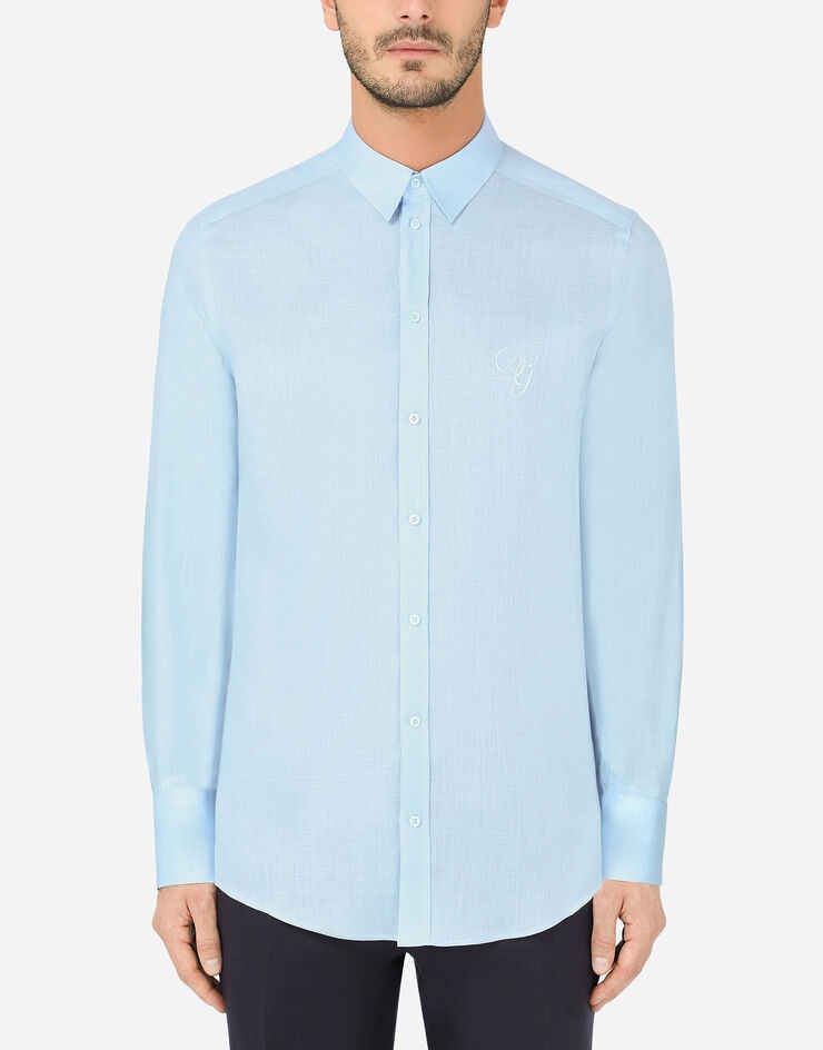 Linen Martini-fit shirt with DG embroidery - 1