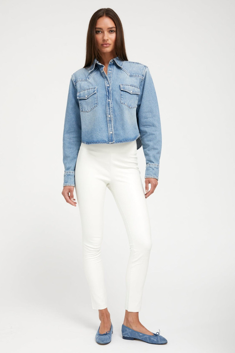 SPRWMN PARADIS DENIM CROPPED WESTERN BUTTON DOWN outlook