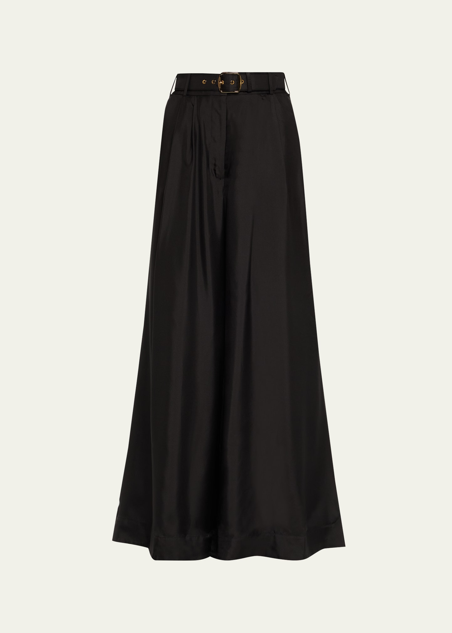 Belted Wide-Leg Silk Pants - 1