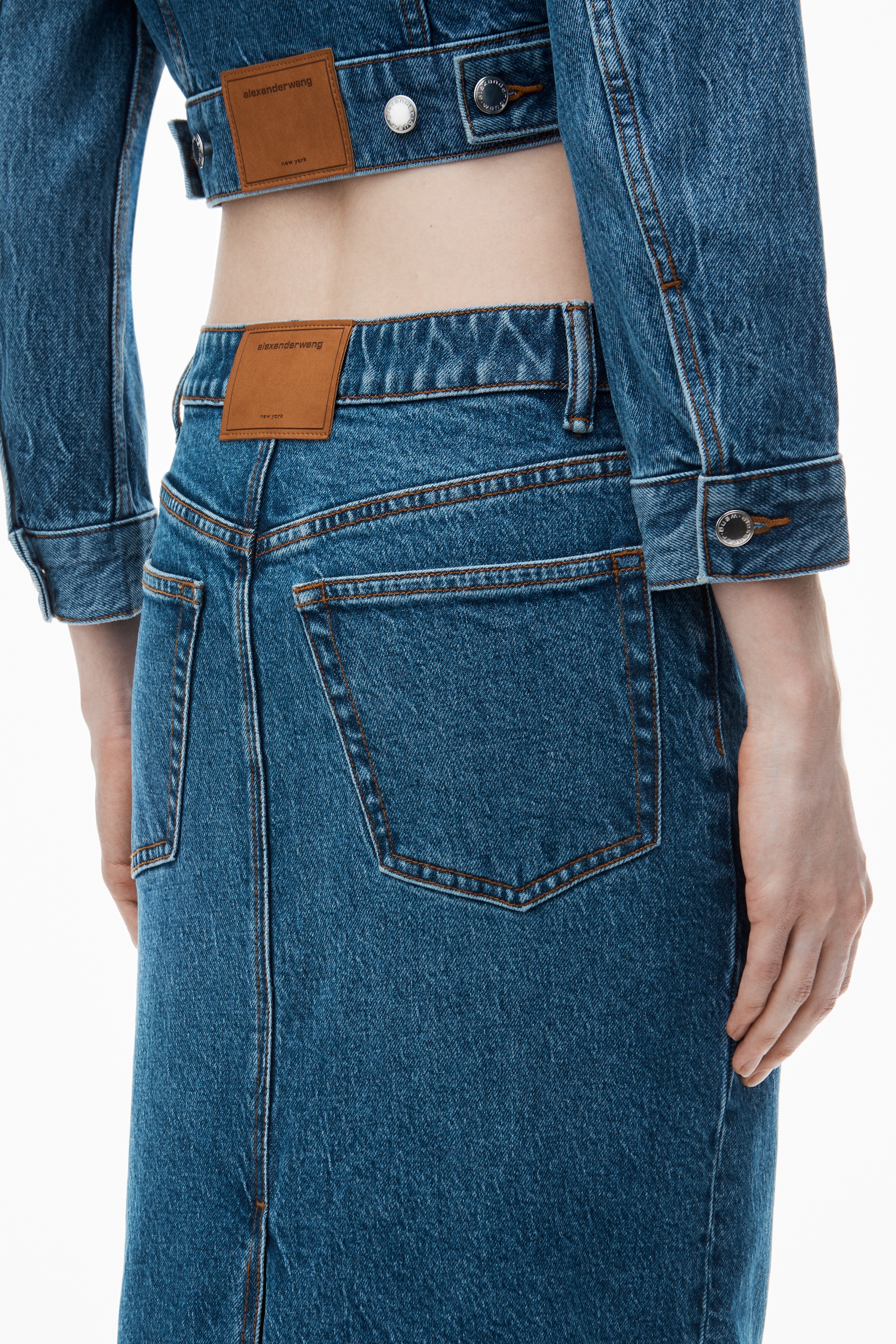 Alexander Wang Midi Skirt in Comfort Stretch Denim | REVERSIBLE