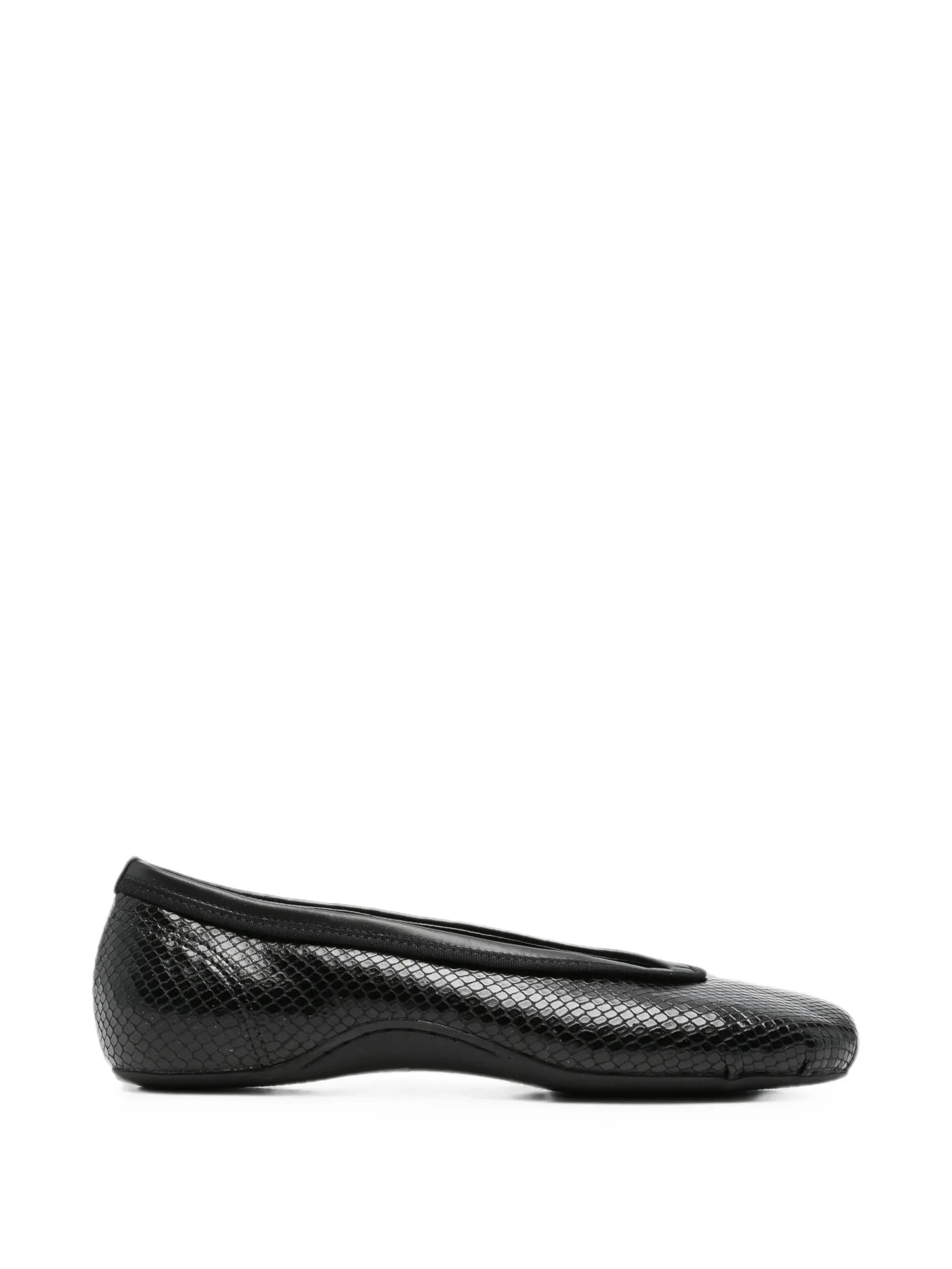 Dries Van Noten Round-toe Snake-effect Ballet Flats - 1