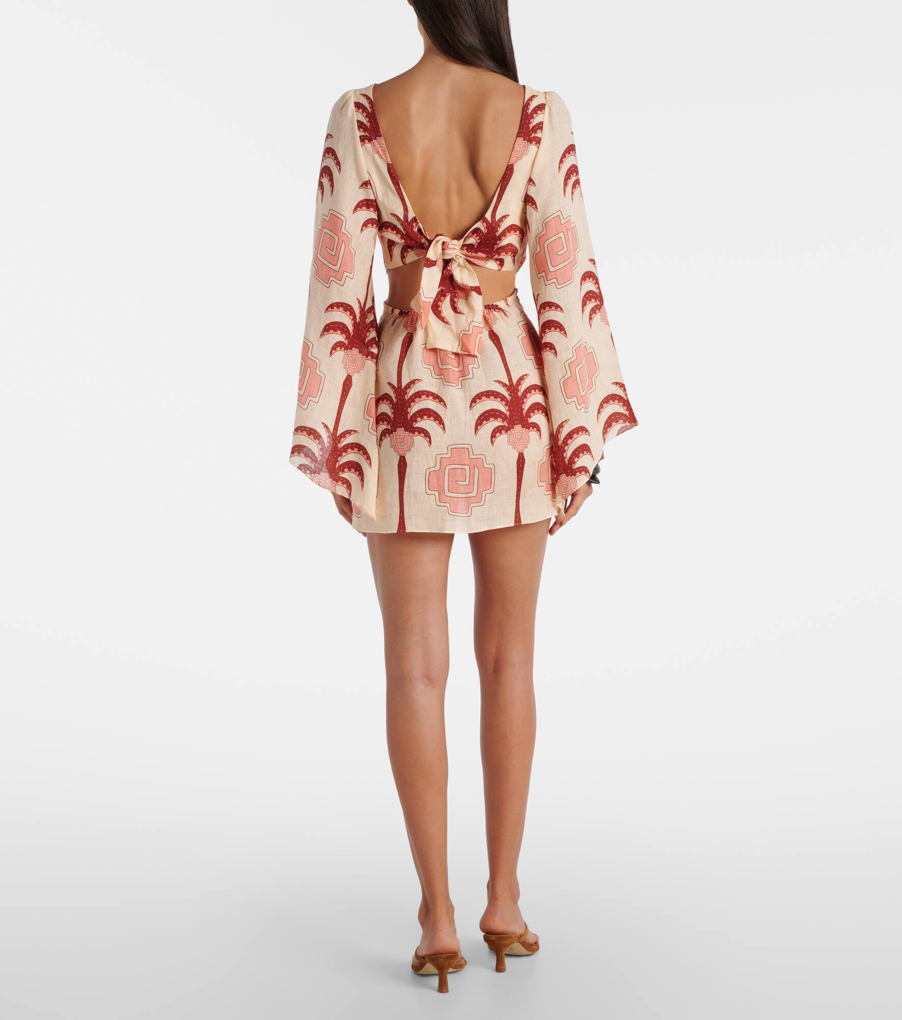 Cutout printed linen minidress - 3