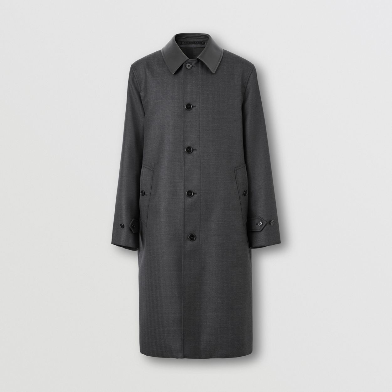 Lambskin Collar Wool Car Coat - 4