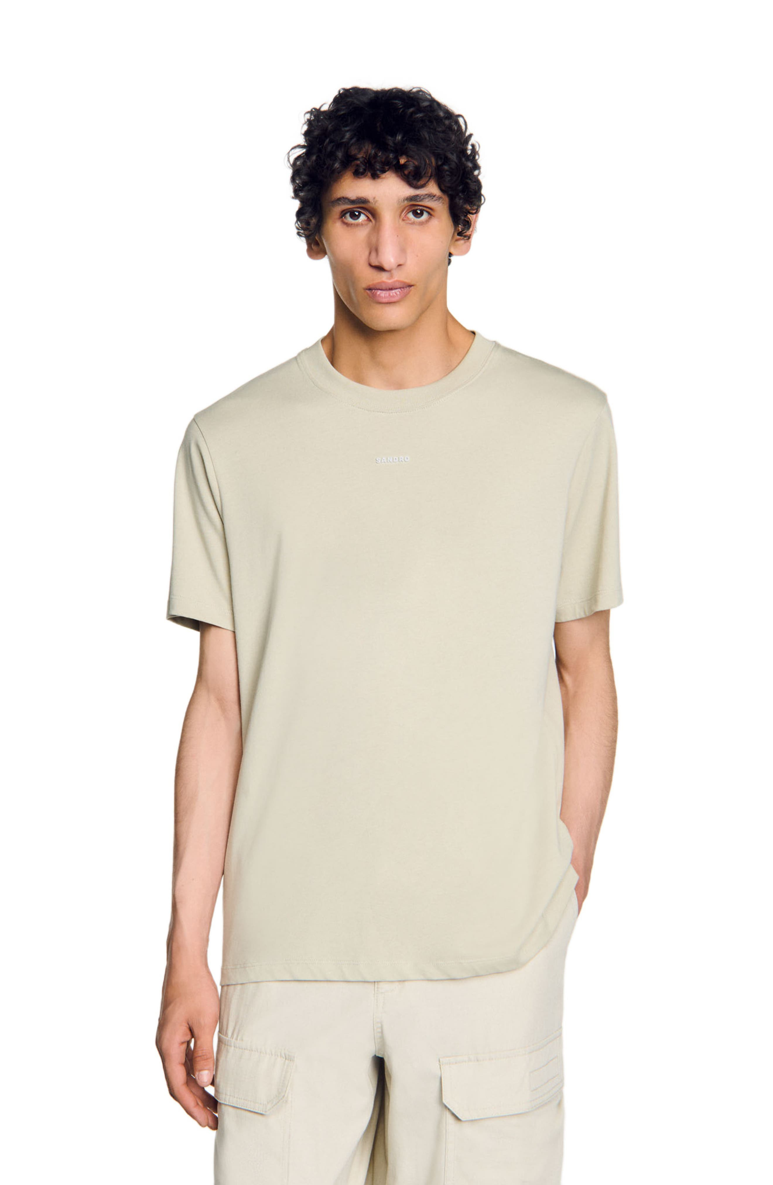 SANDRO Cotton T-shirt with logo in Light Kaki. at Nordstrom - 3