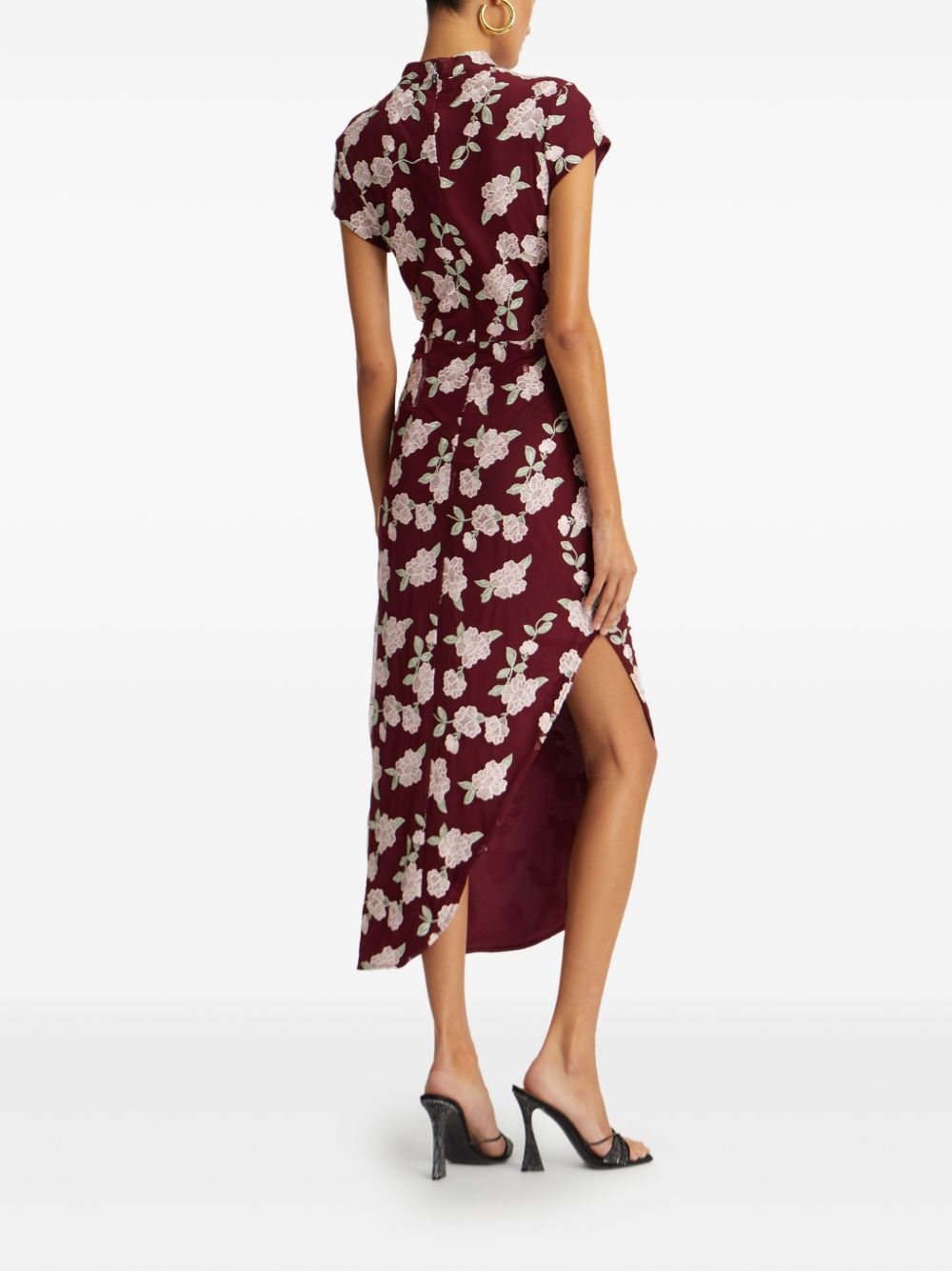 floral-embroidered asymmetric dress - 4