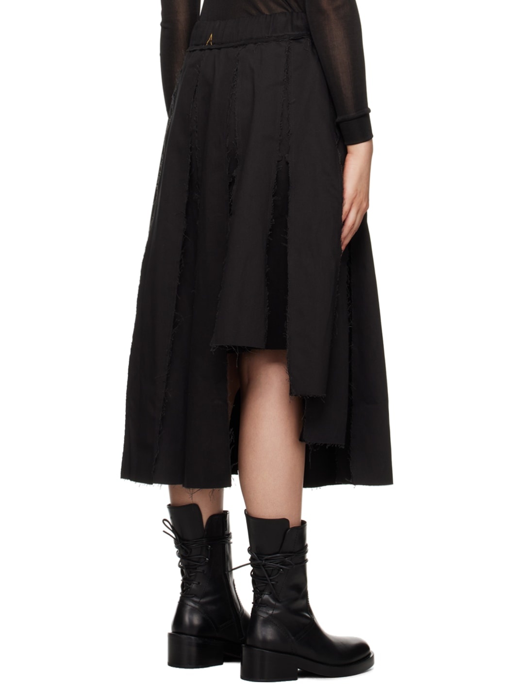 Black Pleated Midi Skirt - 3