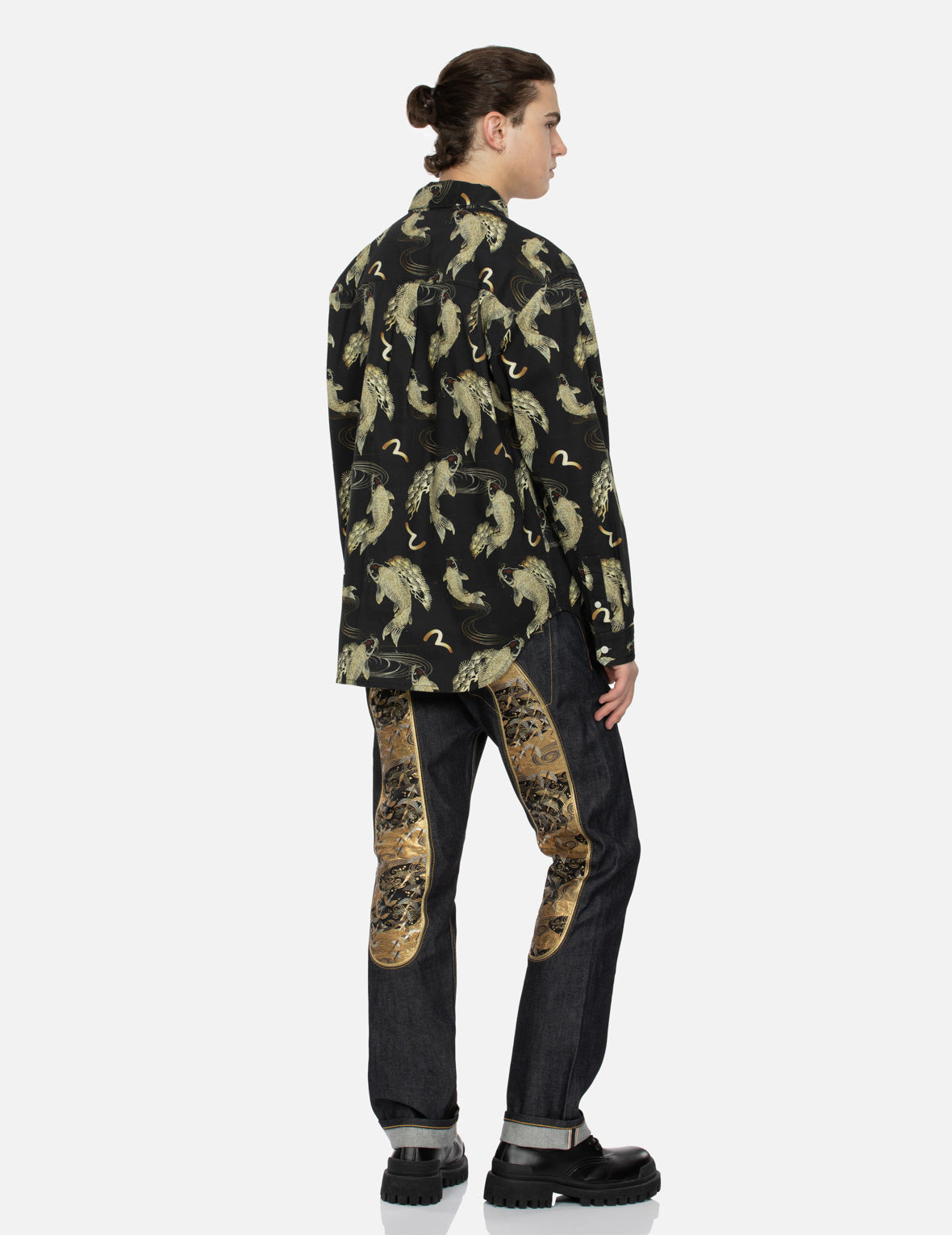 ALLOVER CARP AND SEAGULL PRINT OVERSIZED SHIRT - 4