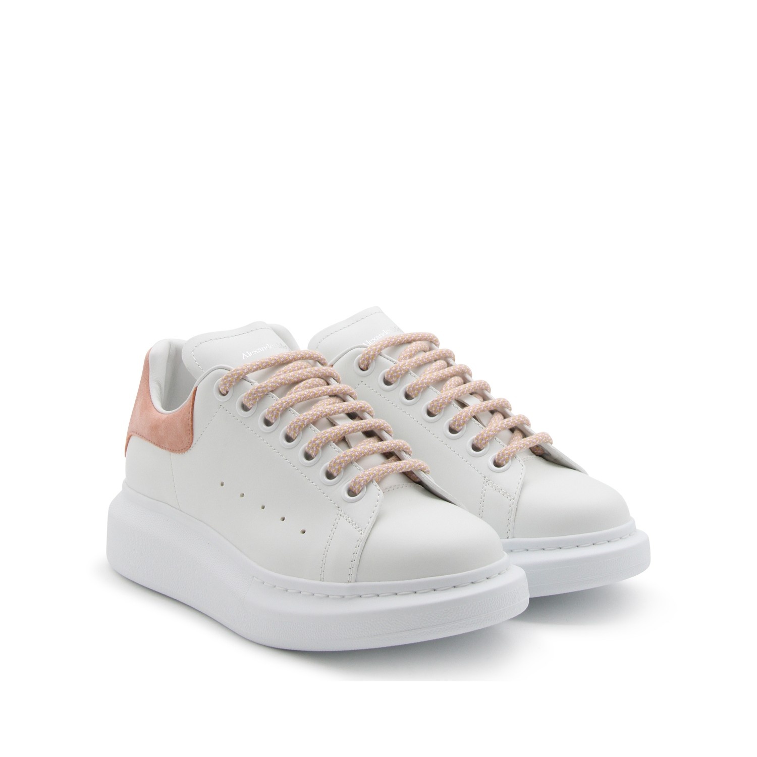 WHITE LEATHER AND PINK SUEDE OVERSIZED SNEAKERS - 5