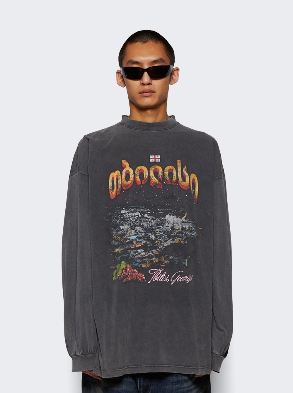 Long Sleeve Large Tee Super Faded Wash Black - 2
