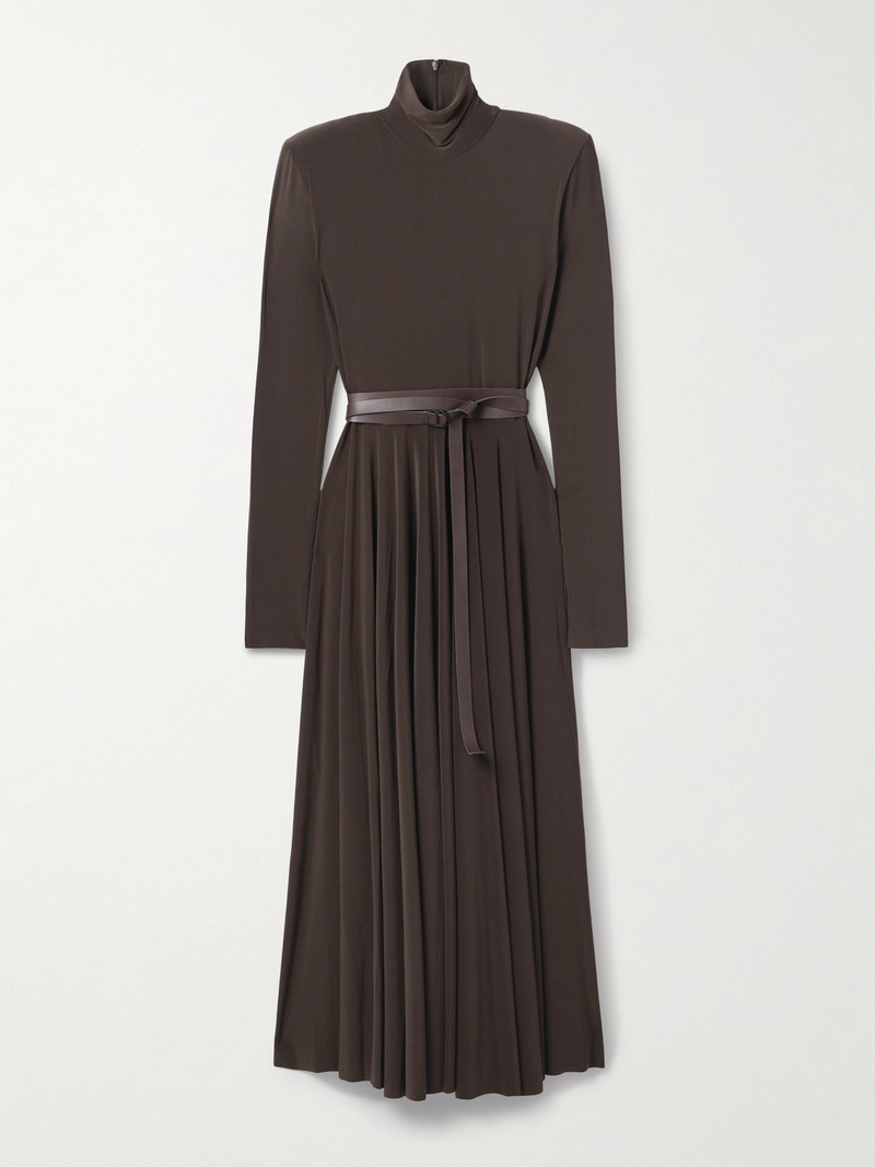 Belted Stretch-jersey Turtleneck Midi Dress 1