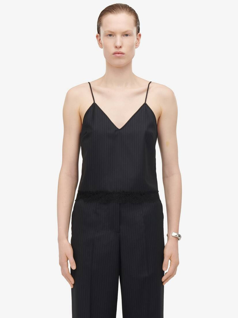 Women's High-waisted Wide Leg Trousers in Navy 5