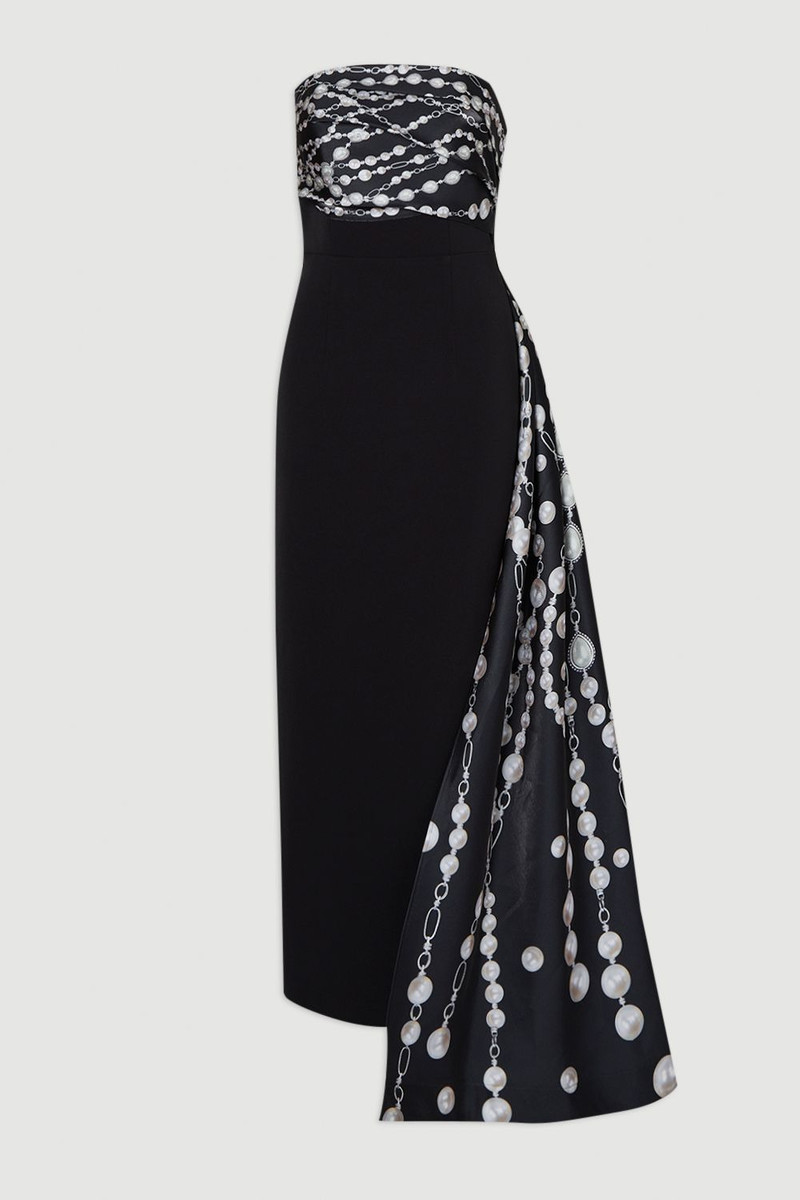 Archive Collection - Petite Pearl Chain Print Corset Maxi Dress 4