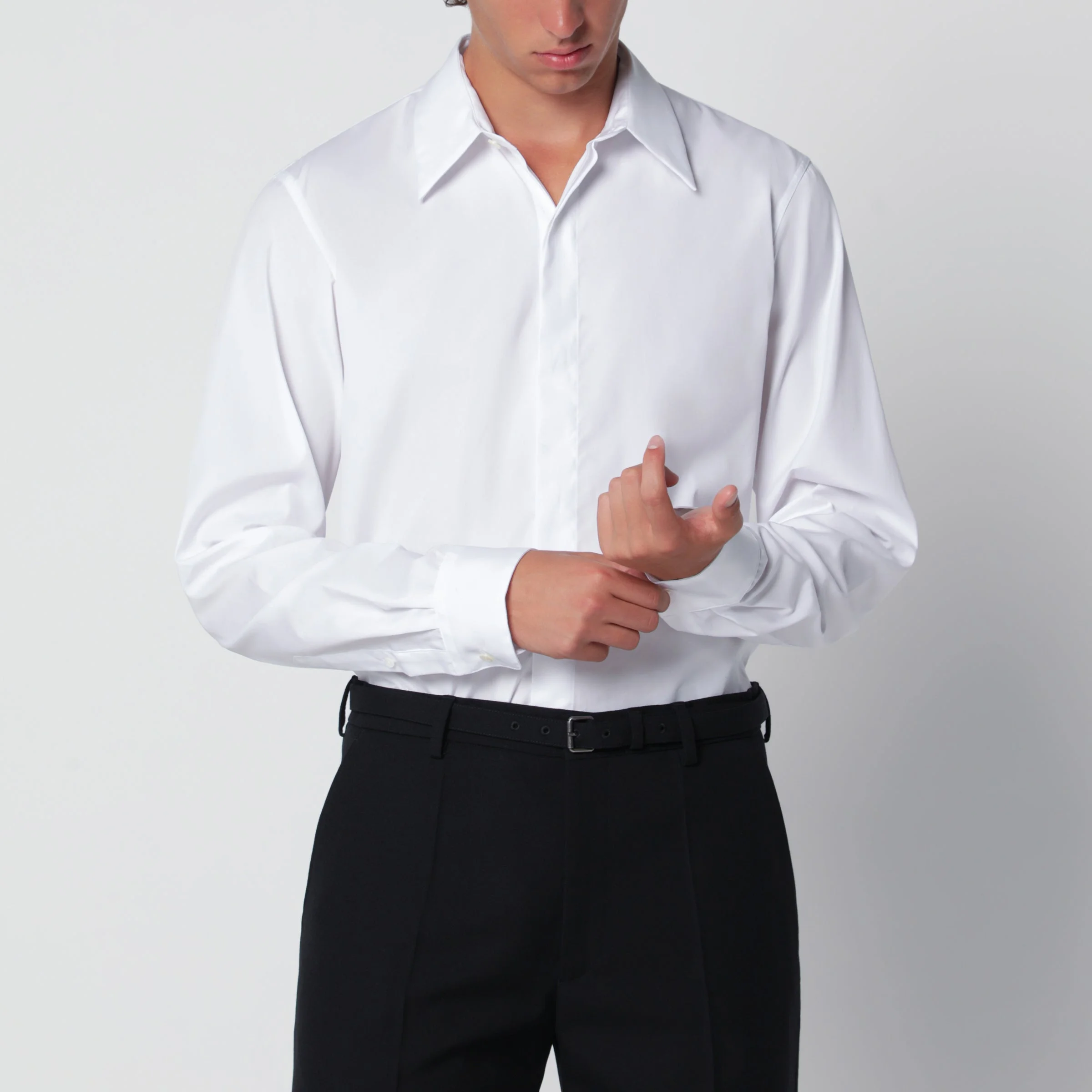 White shirt in cotton poplin - 1