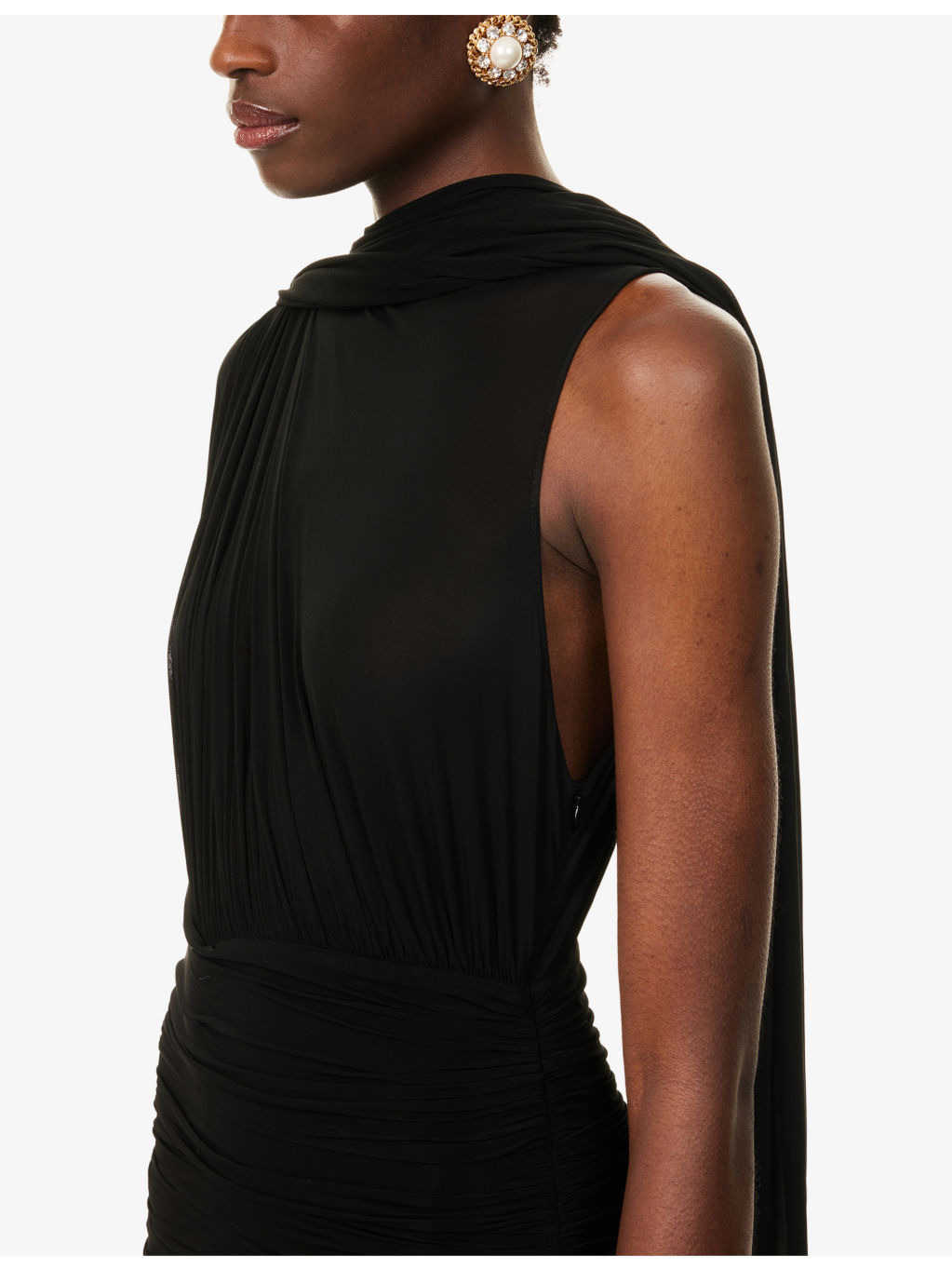 Draped Sleeveless Stretch-Woven Maxi Dress - 5