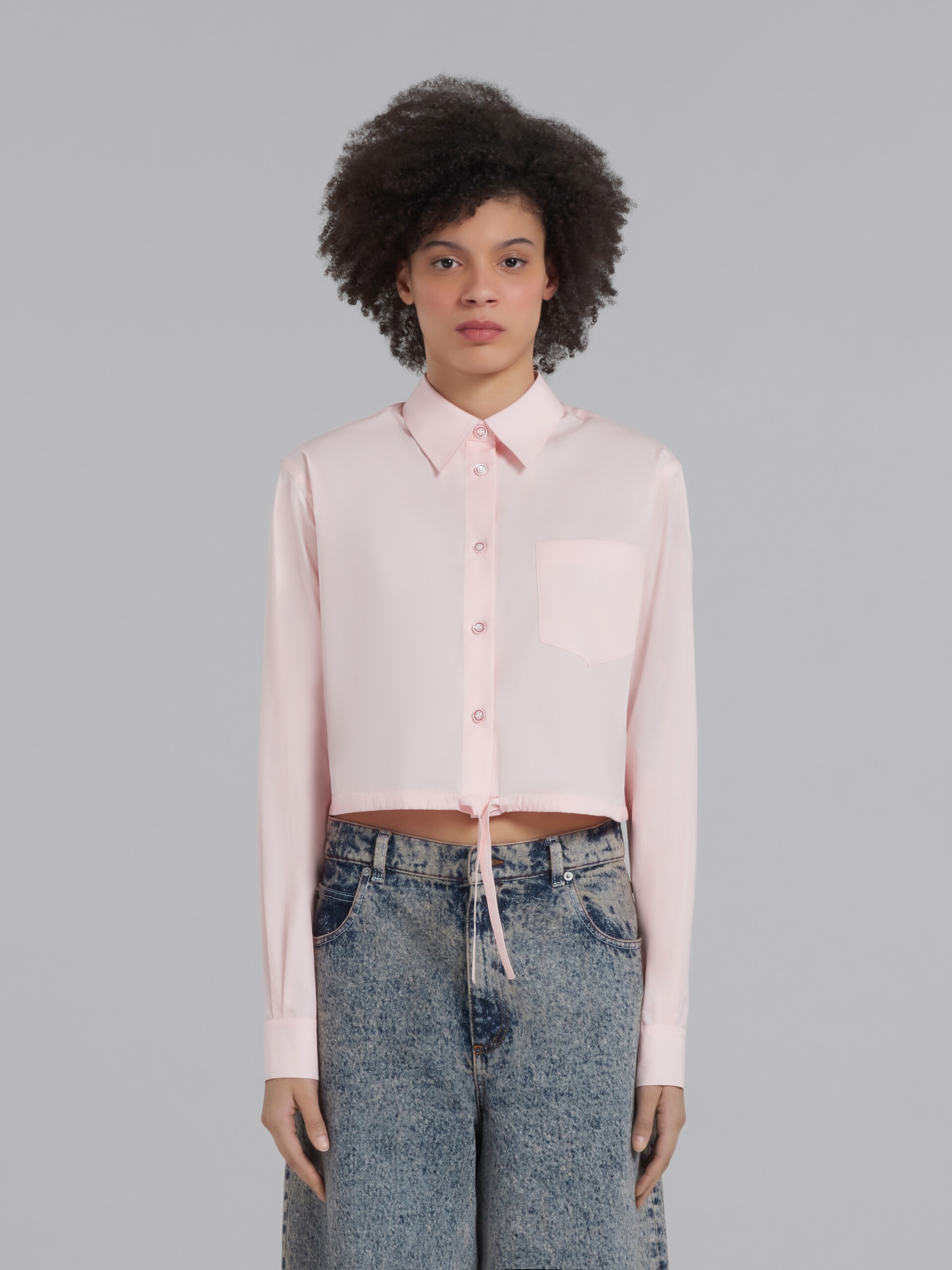 PINK CROPPED SHIRT IN BIO POPLIN - 2