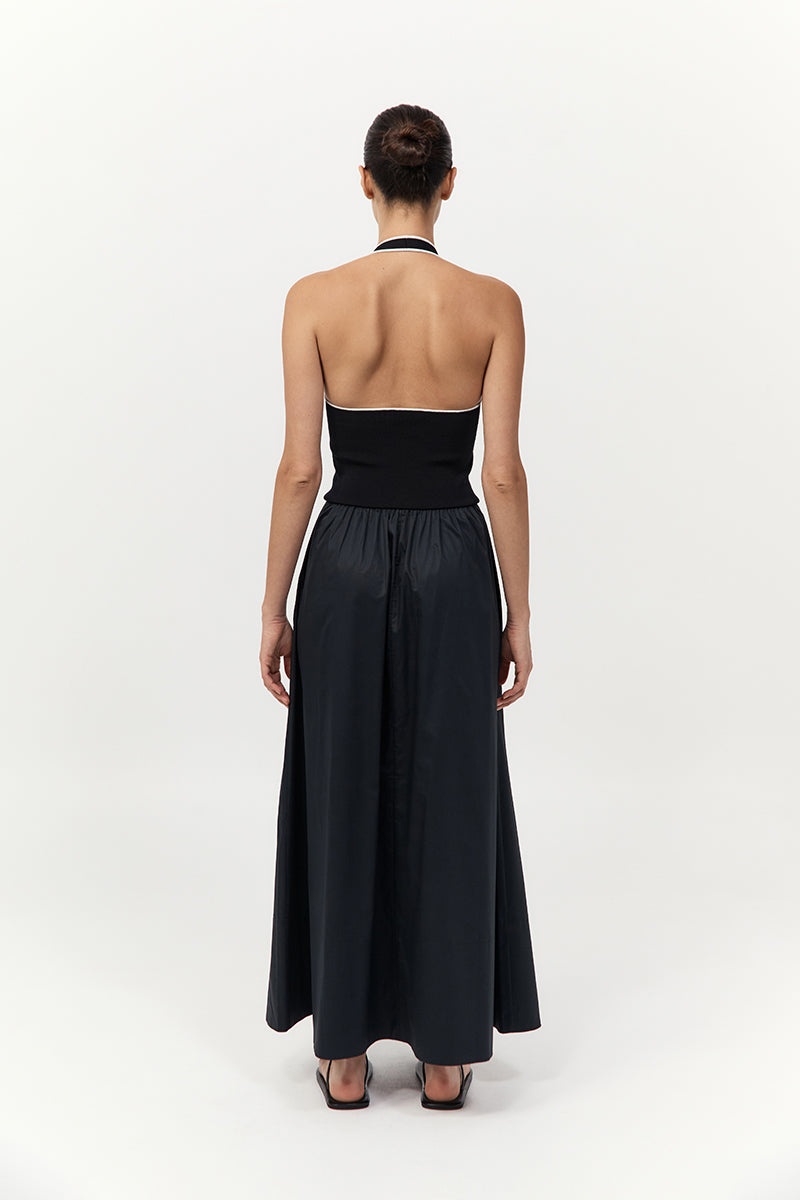 Halter Gathered Dress - Black - 5