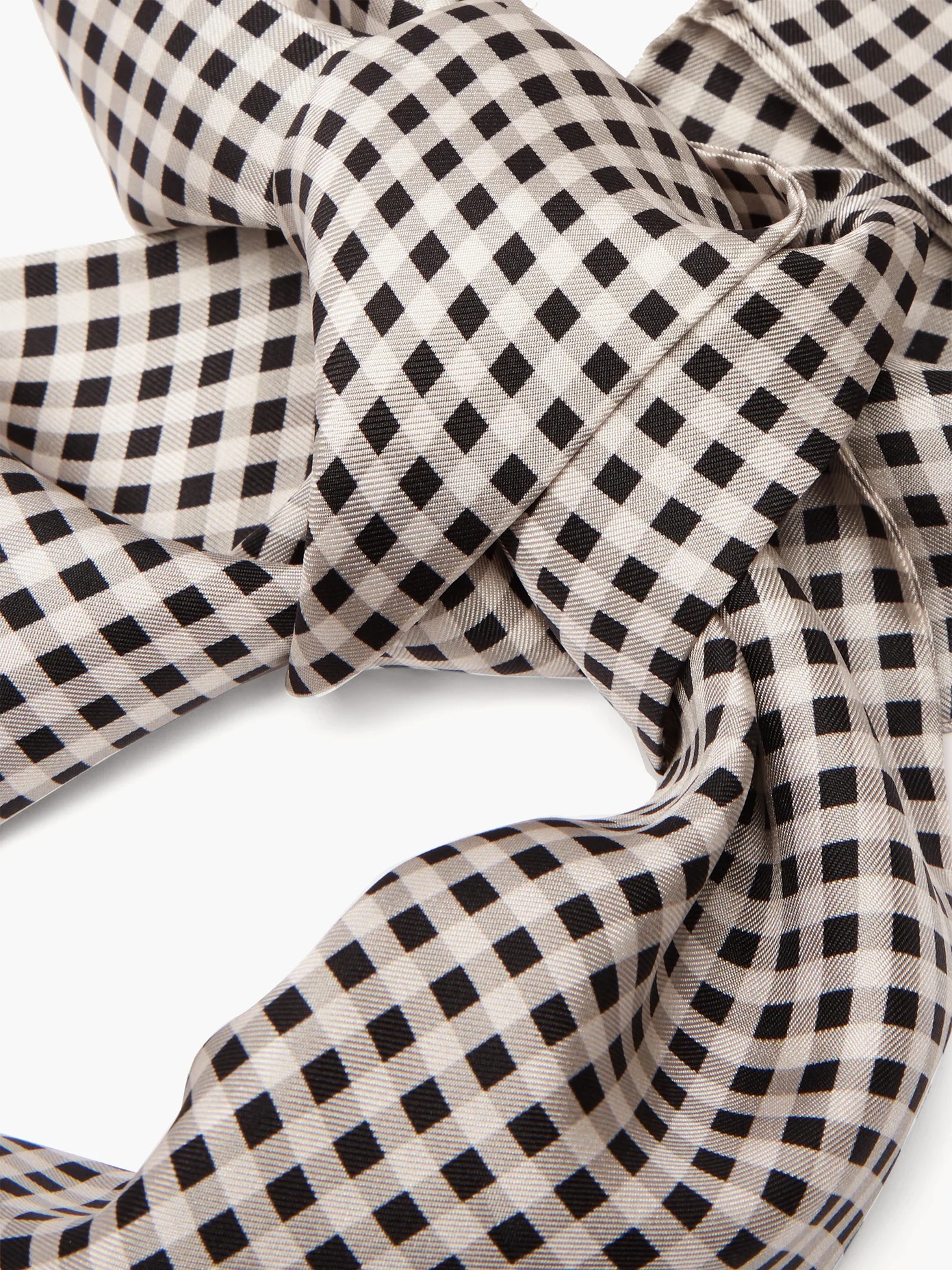 Checked logo-print silk scarf - 3