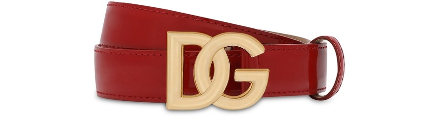 Polished calfskin belt with DG logo - 1