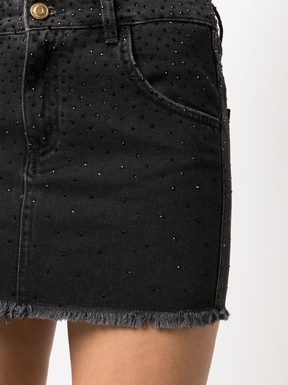 rhinestone-embellished denim skirt - 5