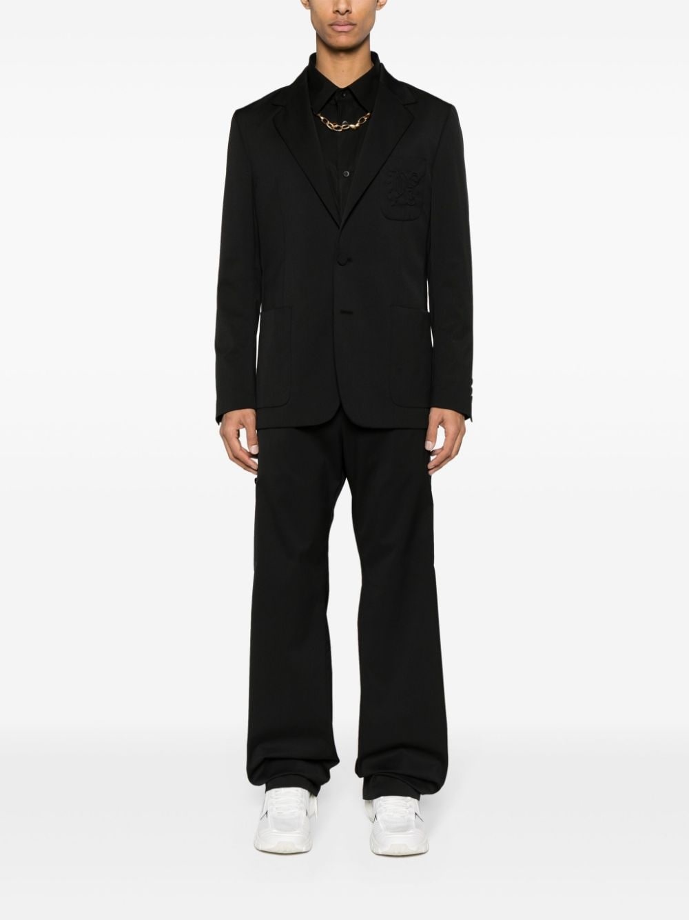 single-breasted twill blazer - 2