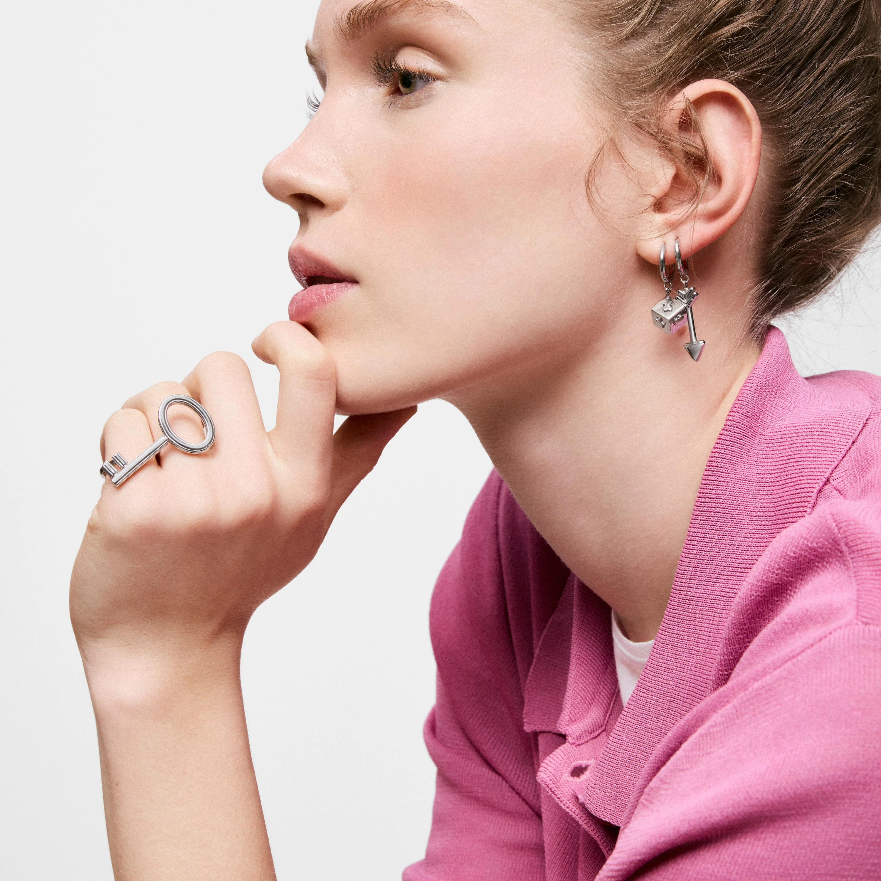 Steel Double ring with key charm TOUS Charming - 1