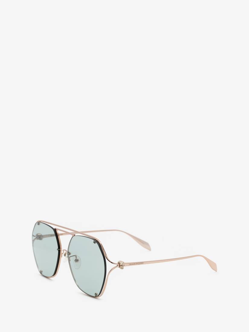 Skull Hinge Geometrical Sunglasses in Gold - 3