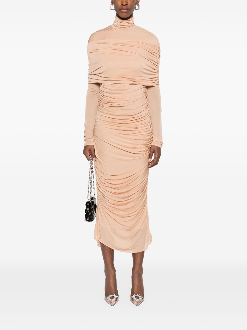 ruched sheer midi dress - 2