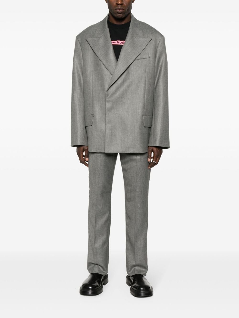 pressed-crease mÃ©lange straight-leg trousers - 2