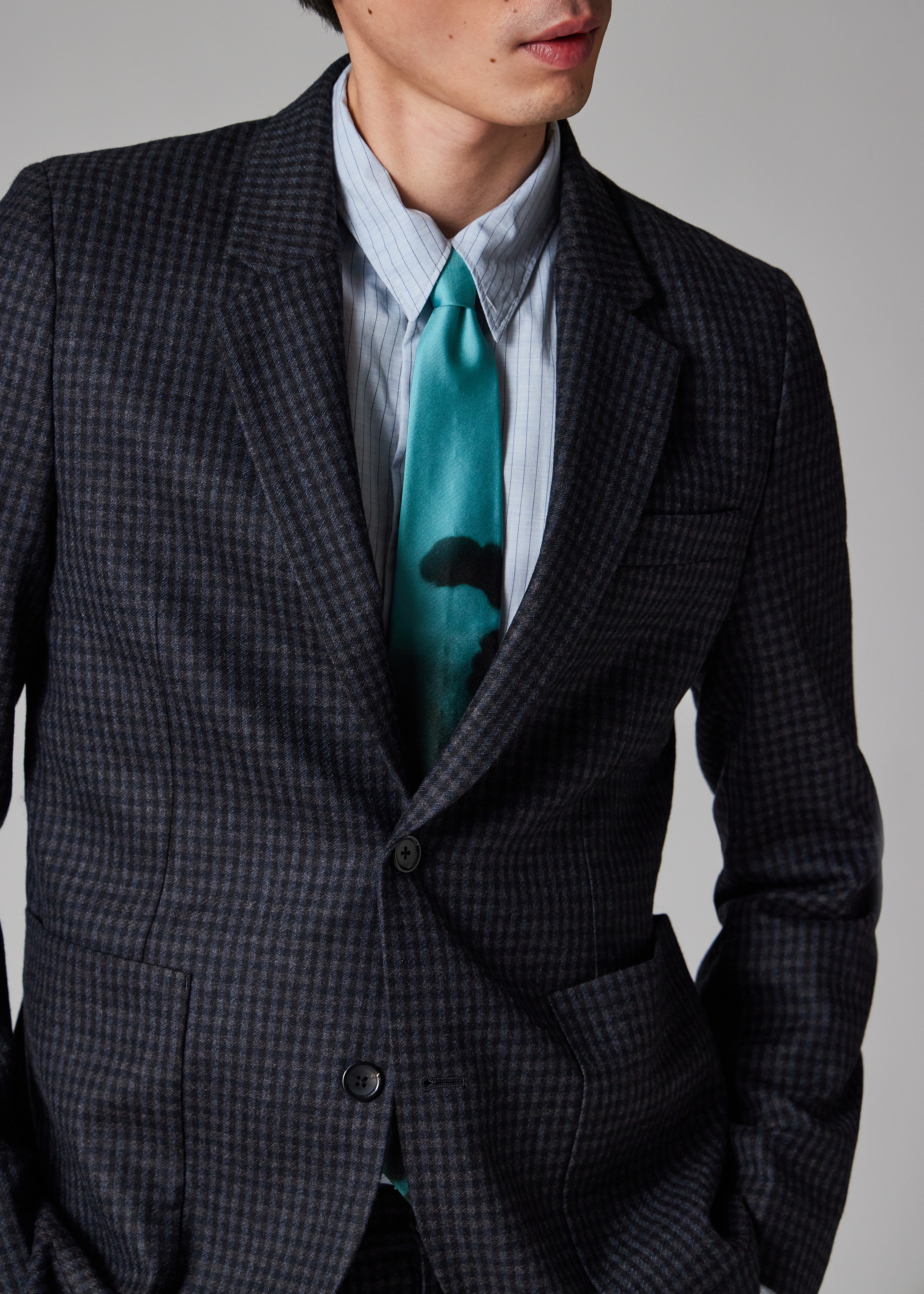 Navy Check Wool Buggy-Lined Suit - 8