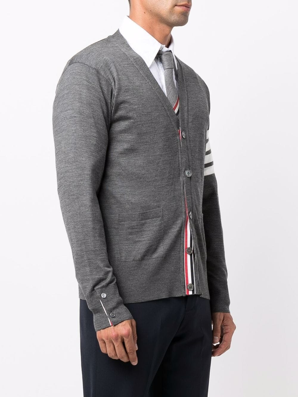 Thom Browne Men Cardigan With Stripes - 4