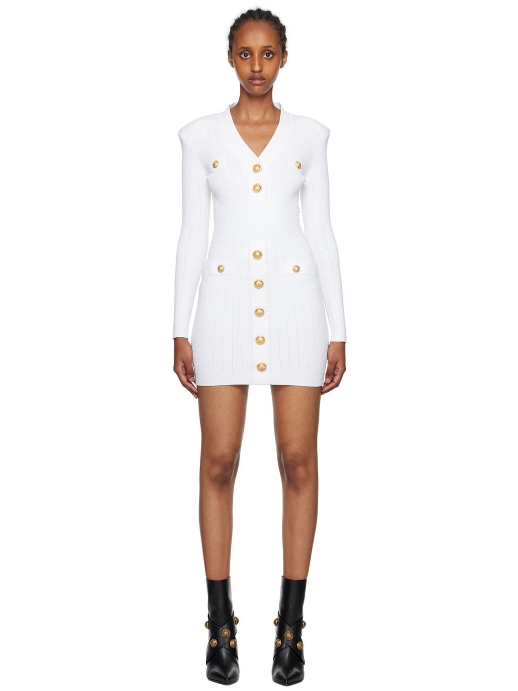 Off-White Button Minidress - 1