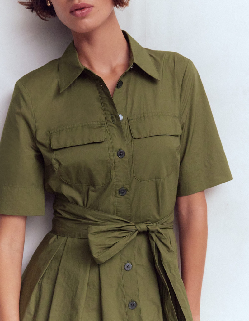 Zoe Short Sleeve Shirt Dress-Woodland Green 3