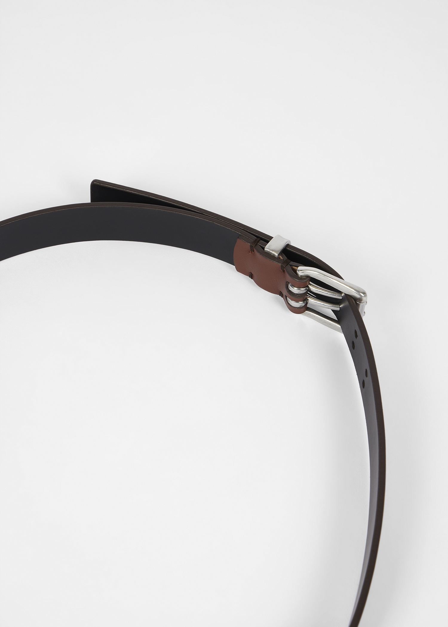 Brown Leather Twin-Prong Belt - 3