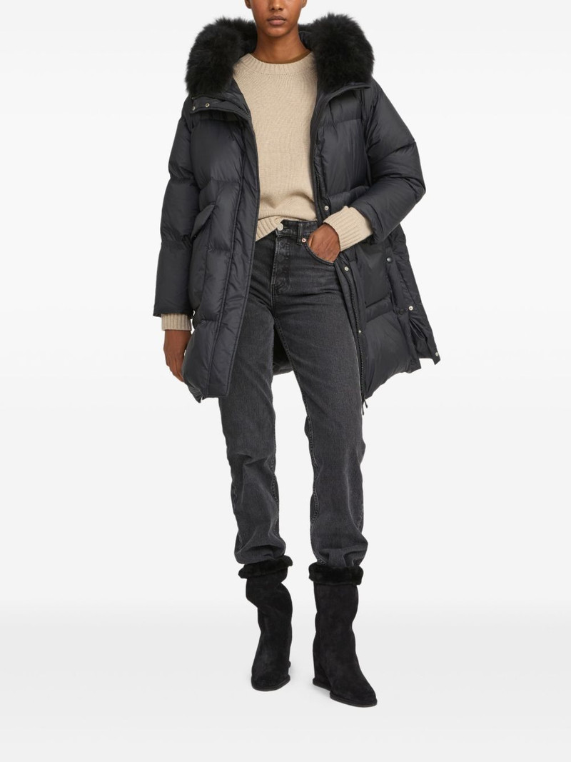 Yves Salomon lambshearling-hooded down jacket outlook