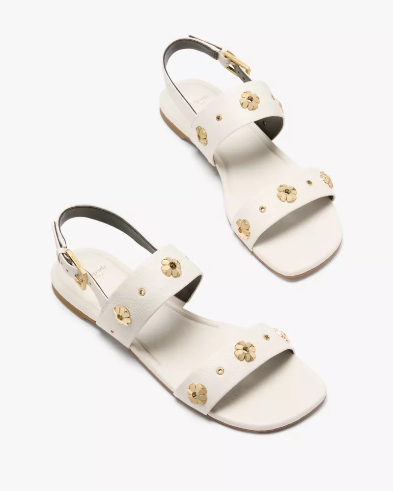 Spade Flower Stud Flat Sandals 5