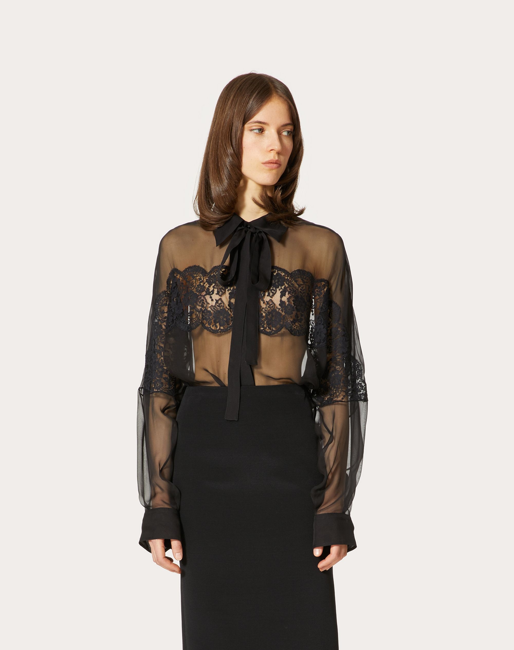 CHIFFON AND LACE SHIRT - 3