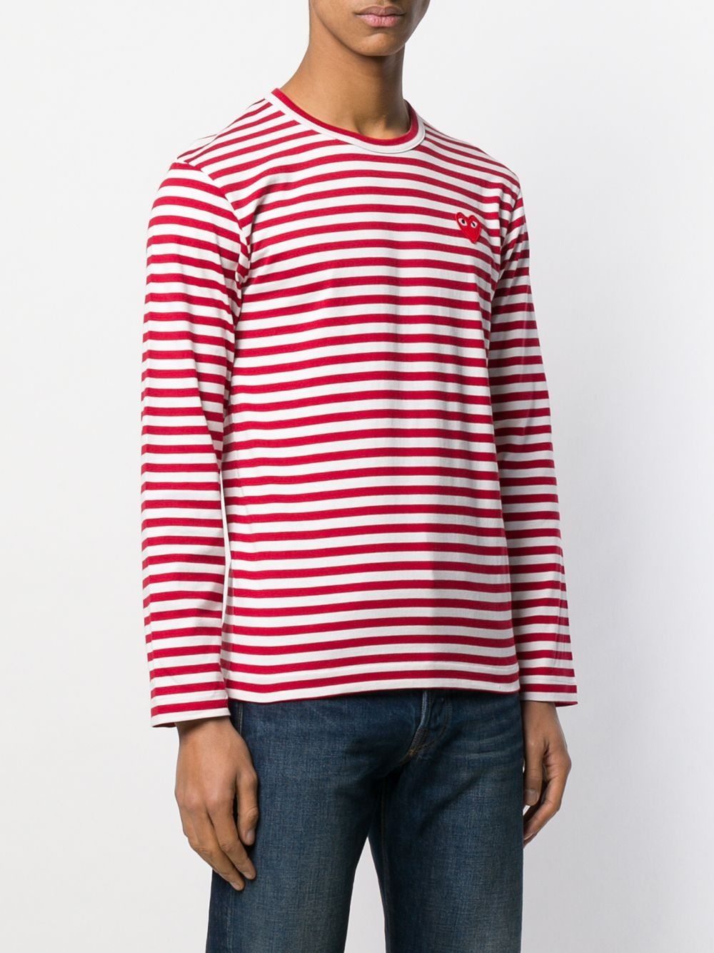 heart patch striped sweatshirt - 3