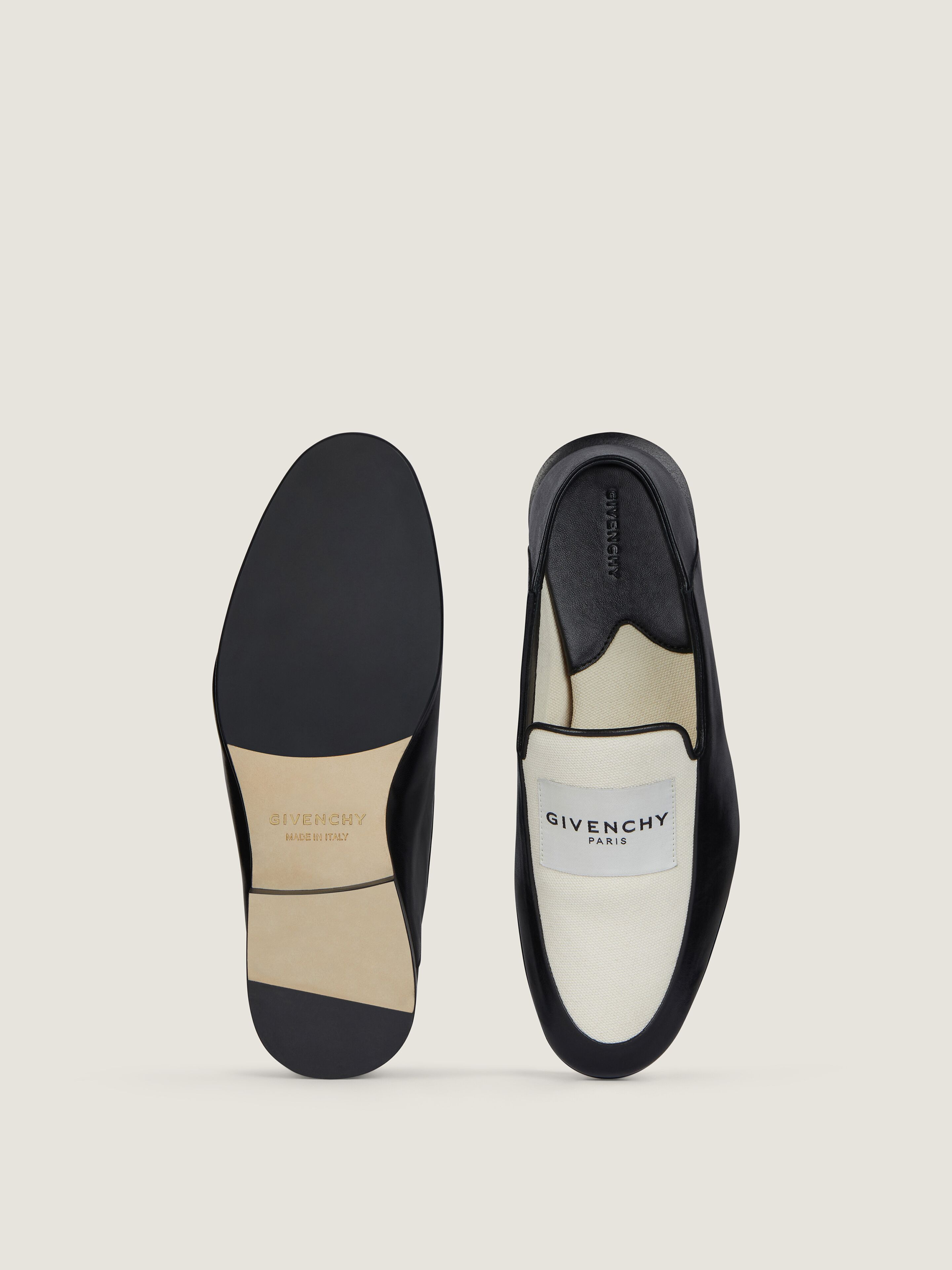LABEL LOAFERS IN LEATHER AND CANVAS - 5
