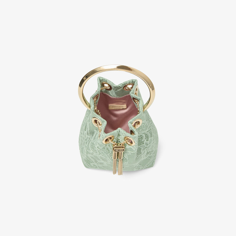 Micro Bon Bon Verde Satin and Jimmy Choo Lace Mini Bucket Bag 4