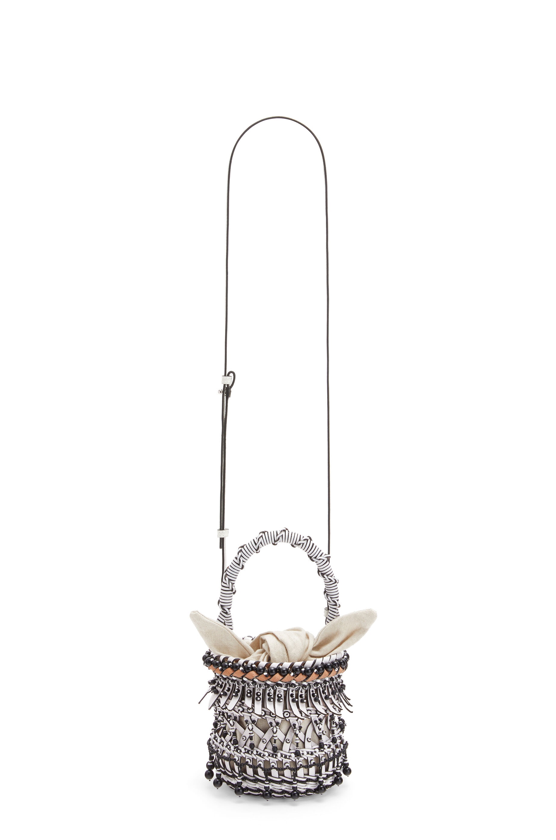 Small beaded Bucket fringes bag in calfskin - 2