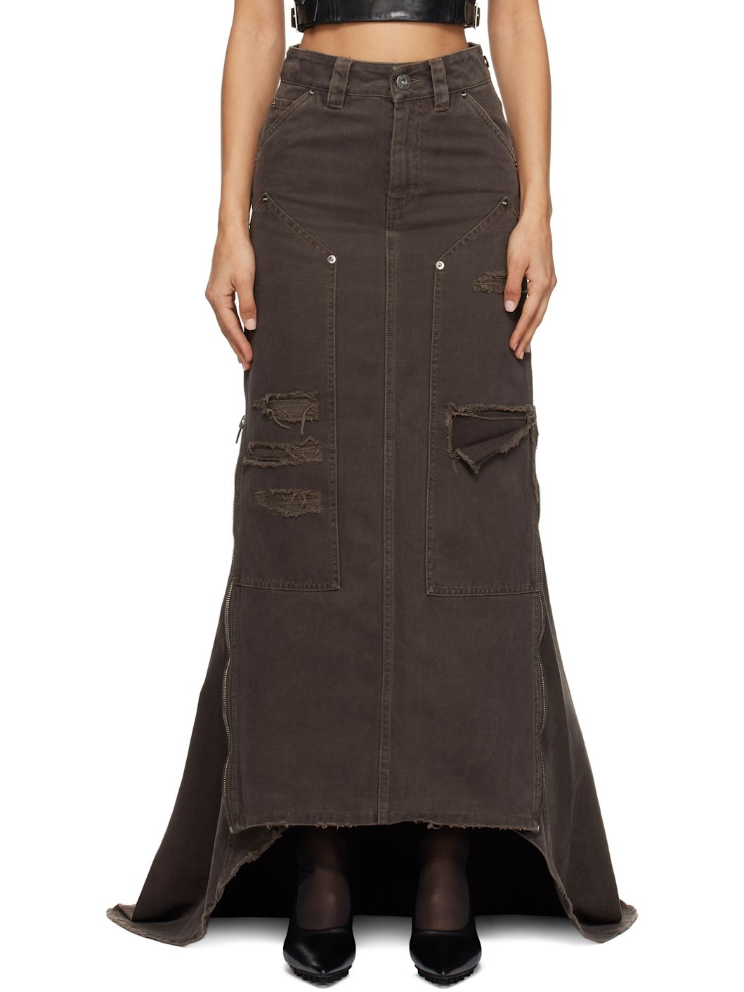 Brown Workwear Maxi Skirt - 1