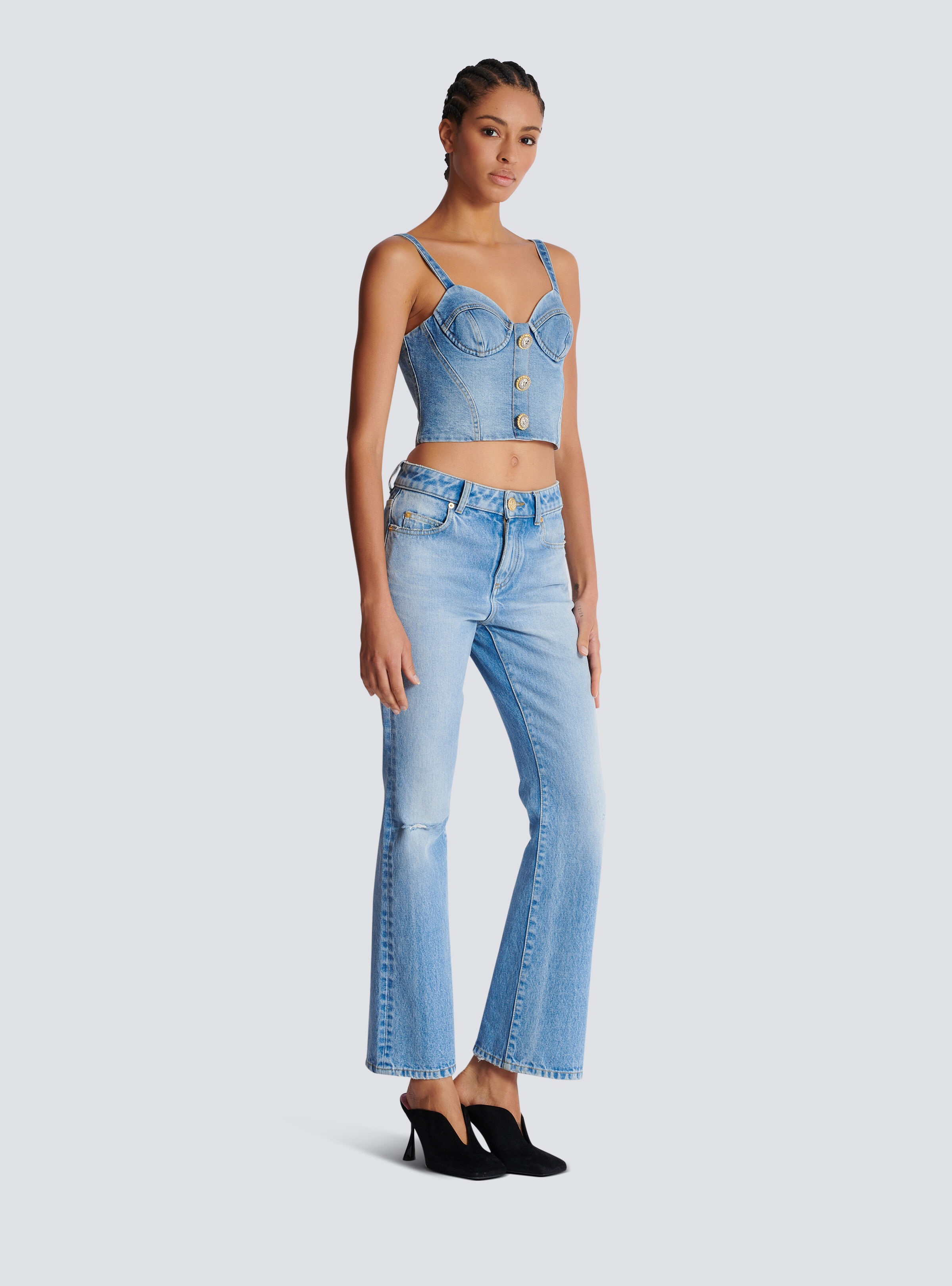 Denim top with thin straps - 3