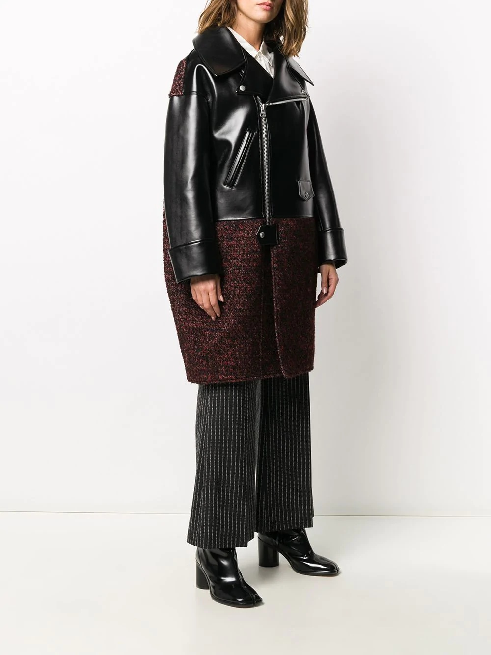 panelled biker coat - 3