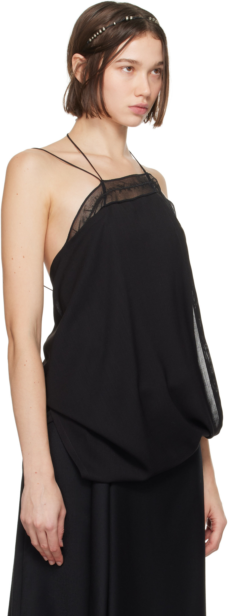 Ann Demeulemeester Black Asa Asymmetric Negligé Top outlook