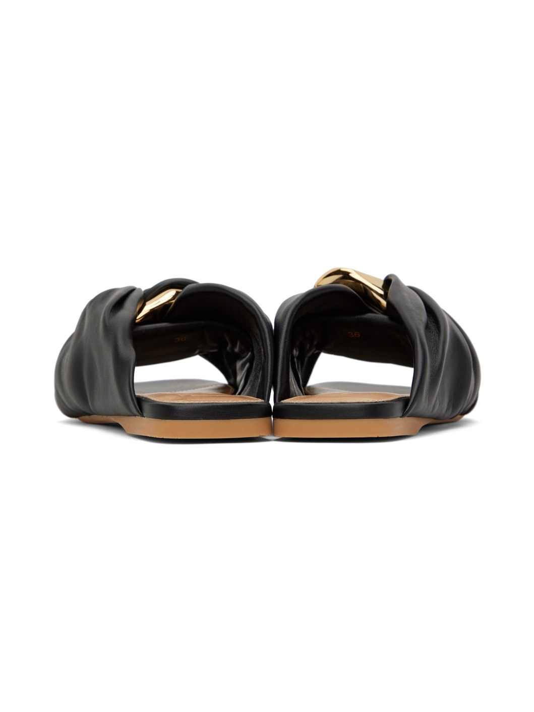 Black Corner Leather Sandals - 2